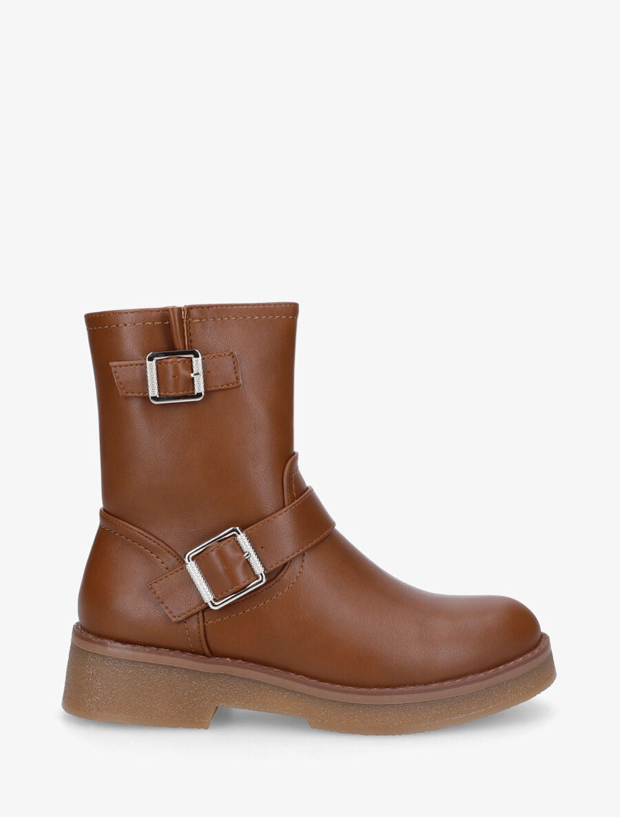 Bottines en simili à boucles stylisées - Camel - 5