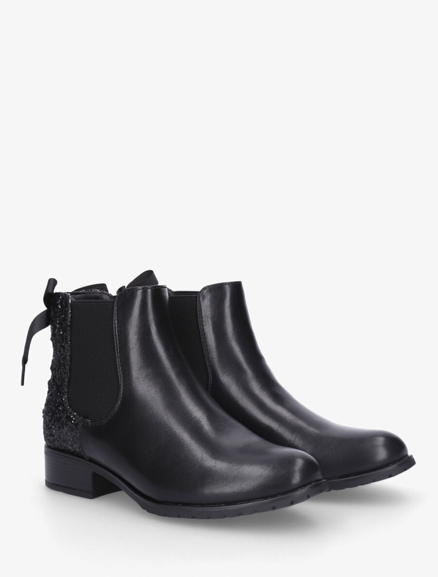 Bottines en simili à contrefort pailleté - Noir - 4