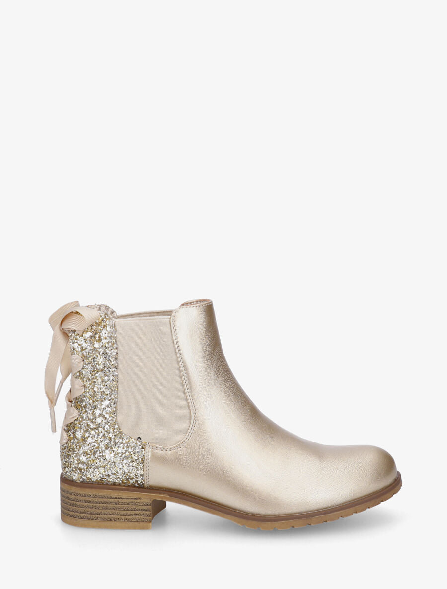 Bottines en simili nacré à contrefort pailleté - Or - 5