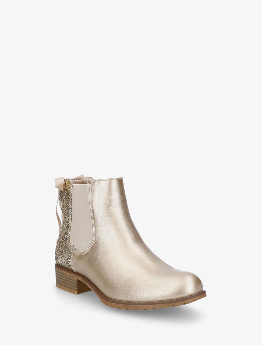 Bottines en simili nacré à contrefort pailleté - Or - 2