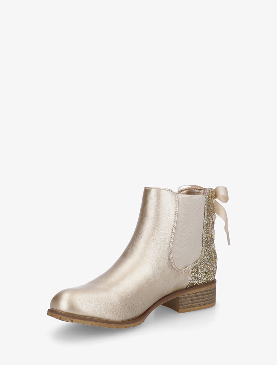 Bottines en simili nacré à contrefort pailleté - Or - 3