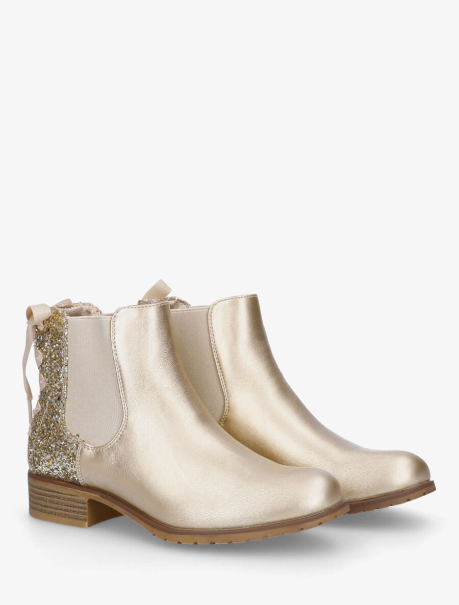 Bottines en simili nacré à contrefort pailleté - Or - 4