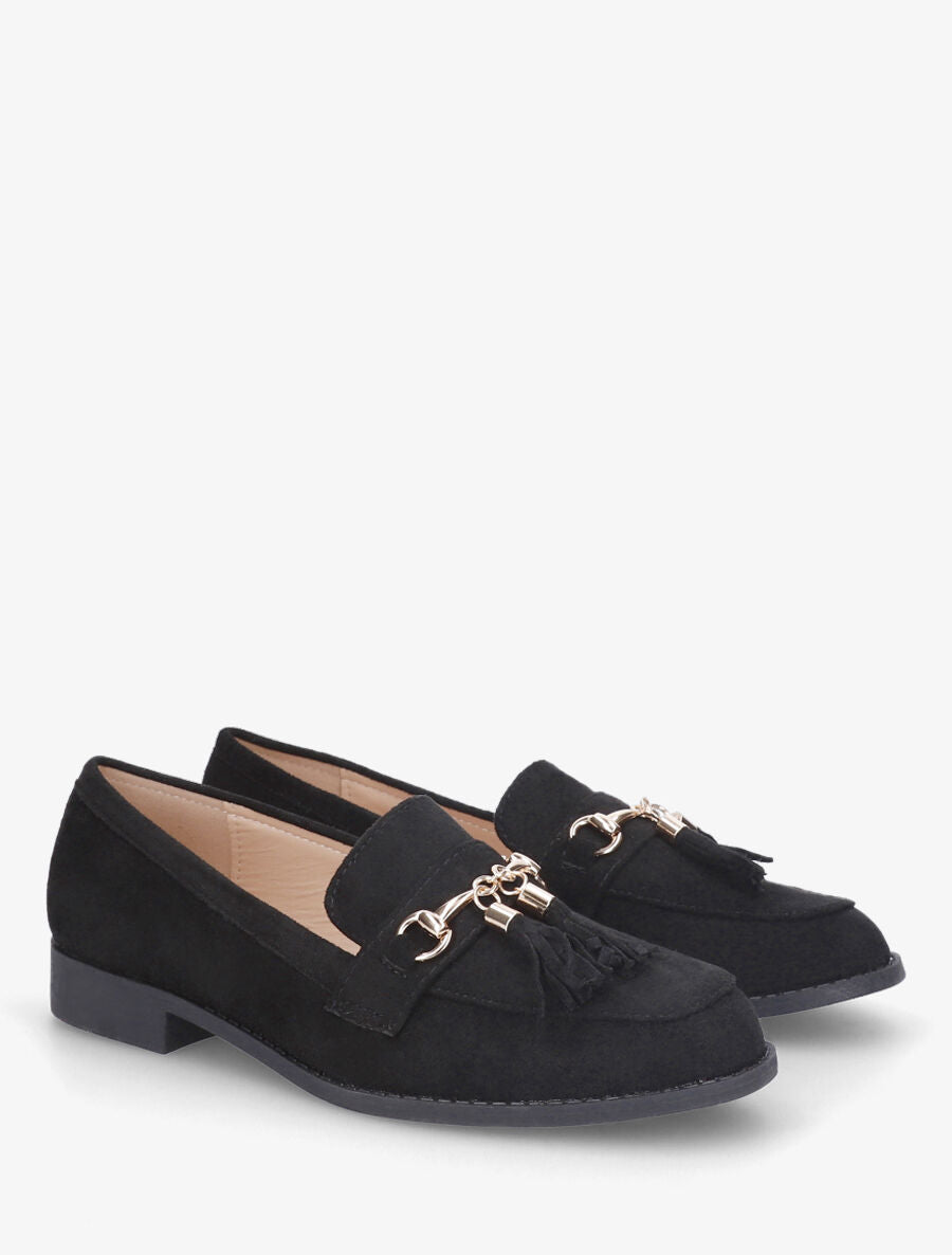 Mocassins unis en suédine - Noir - 4