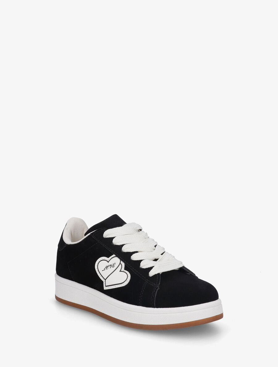 Sneakers en suédine à flocage - Noir - 2