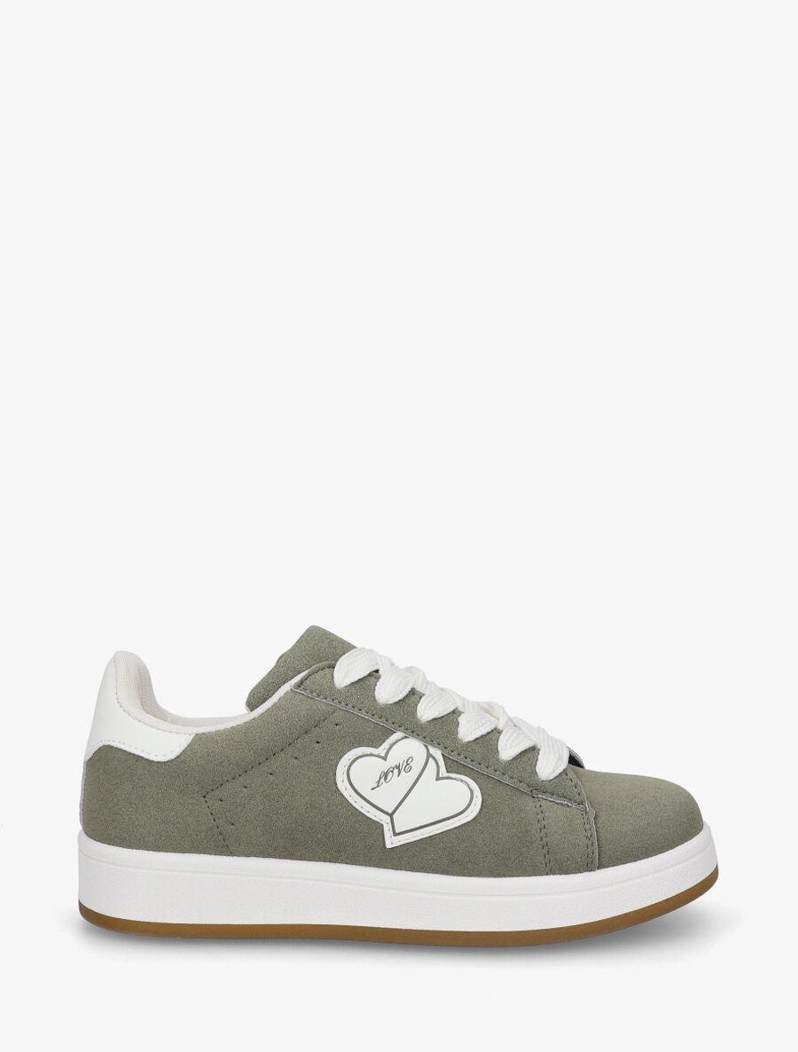 Sneakers en suédine à flocage - Kaki - 1