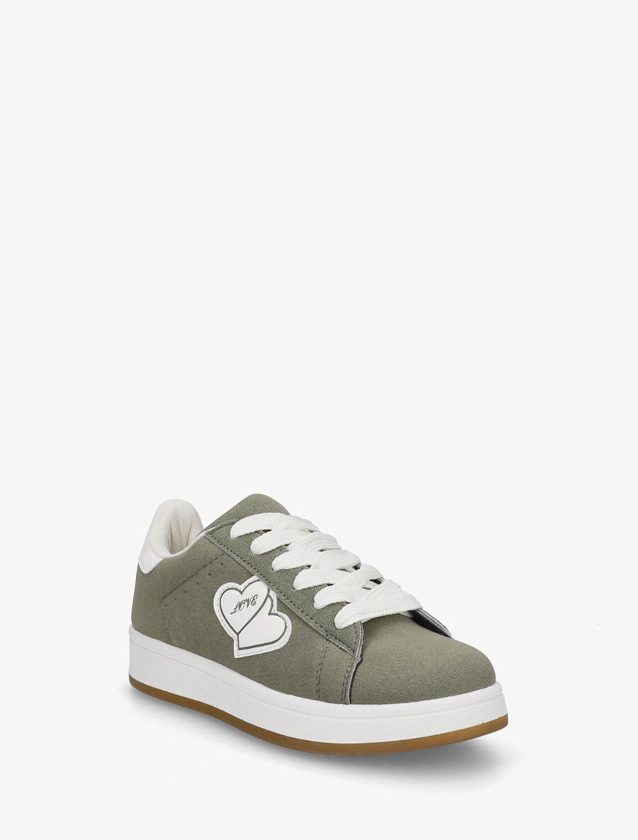 Sneakers en suédine à flocage - Kaki - 2