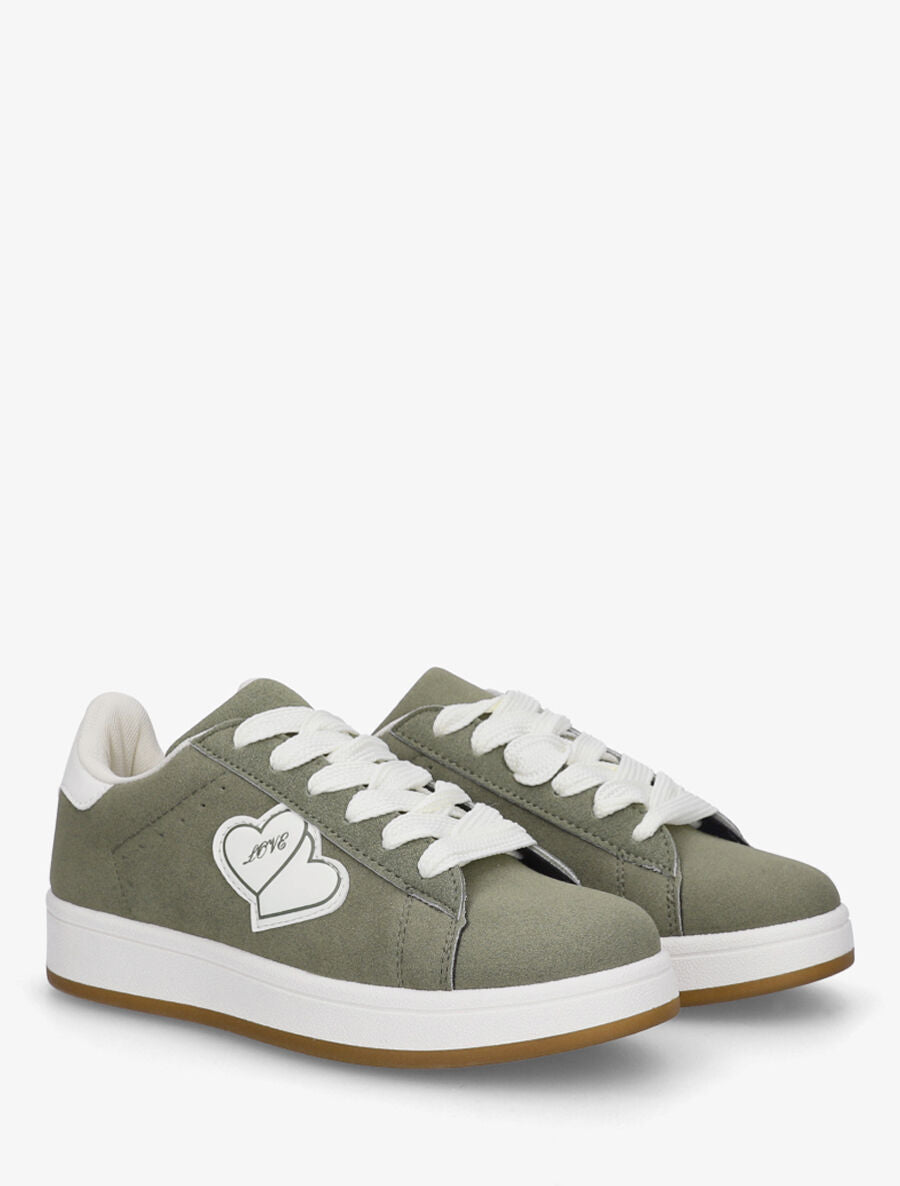 Sneakers en suédine à flocage - Kaki - 4
