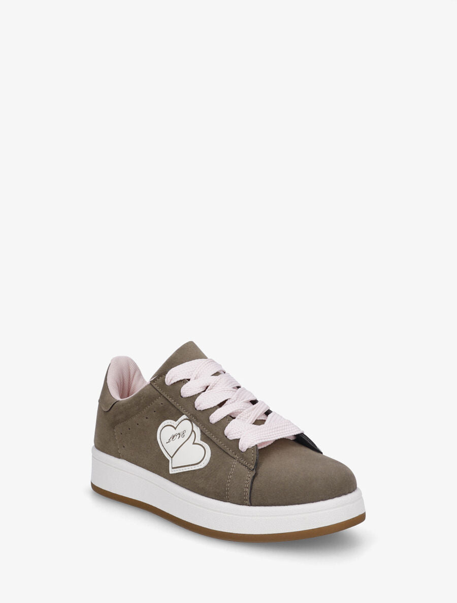 Sneakers en suédine à flocage - Marron - 2