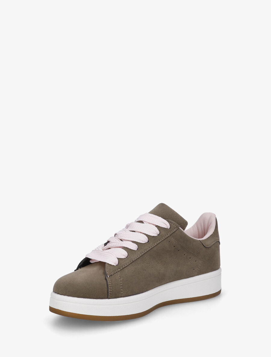 Sneakers en suédine à flocage - Marron - 3