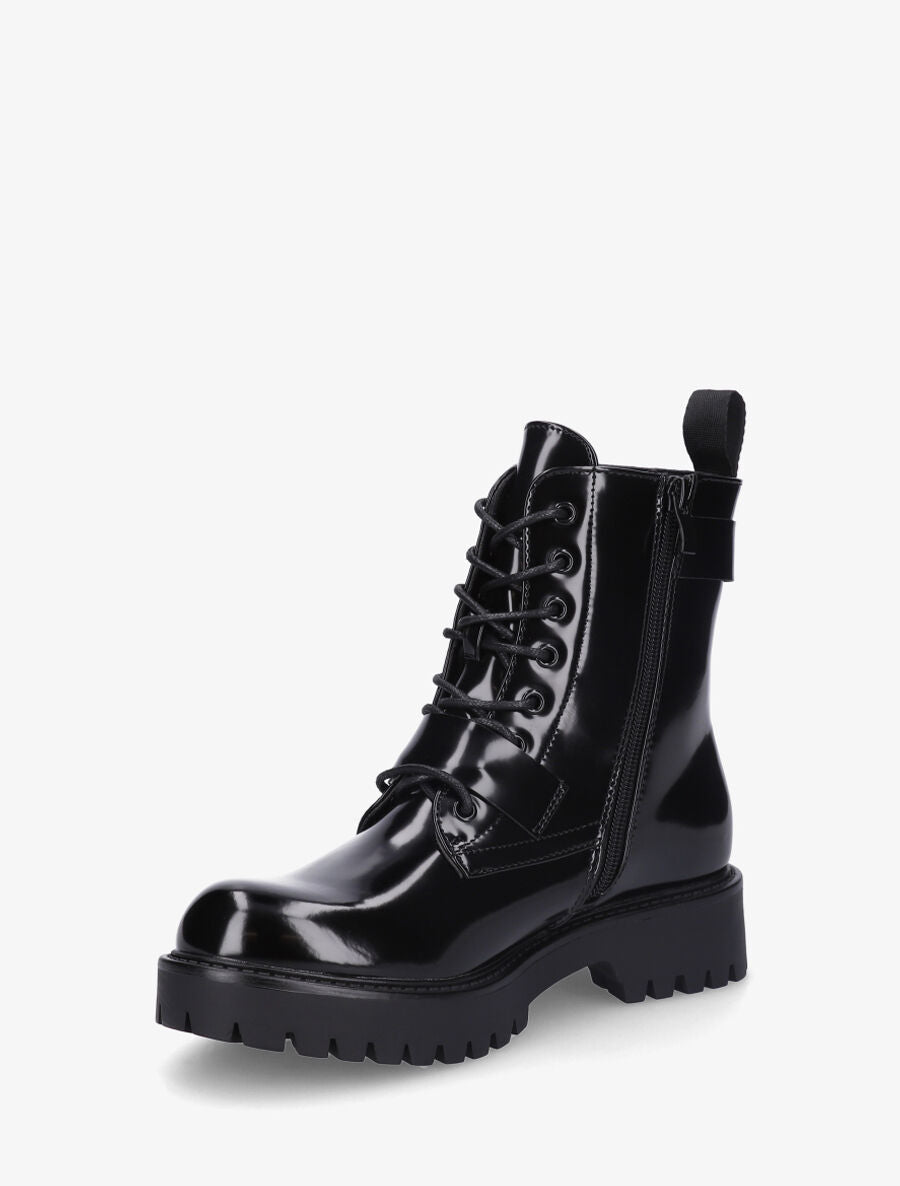 Bottines montantes vernies en simili - Noir - 3