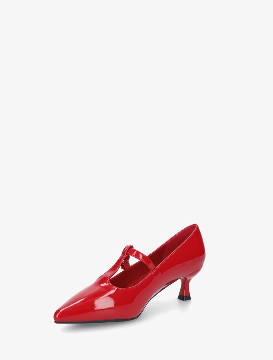 Escarpins vernis à boucle - Rouge - 3