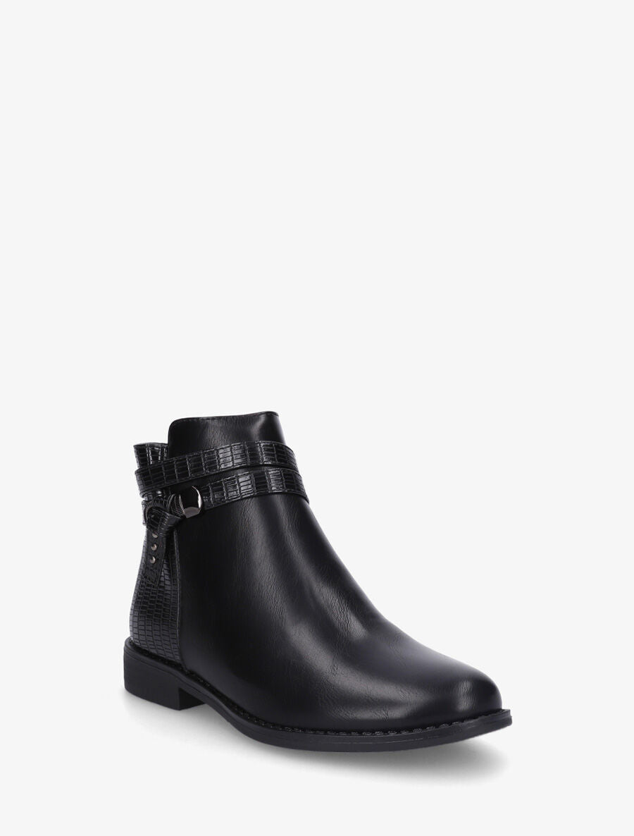 Bottines en simili à contrefort effet croco - Noir - 2