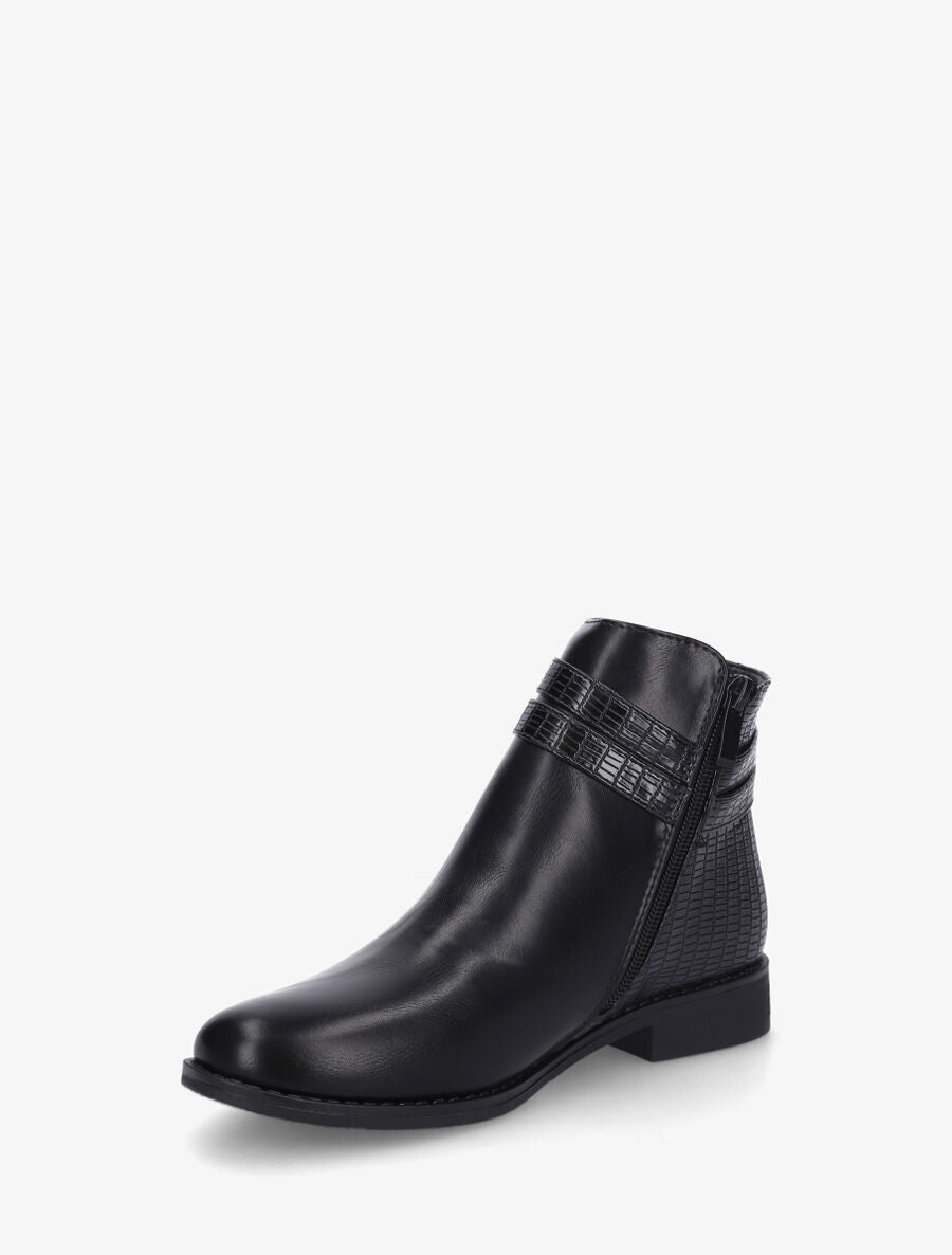 Bottines en simili à contrefort effet croco - Noir - 3