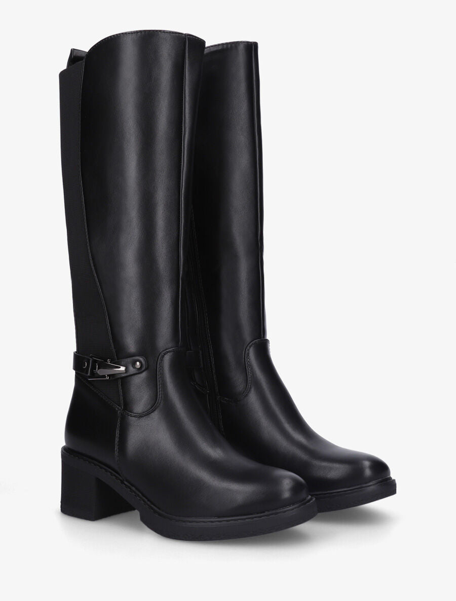 Bottes élastiquées à talon - Noir - 4