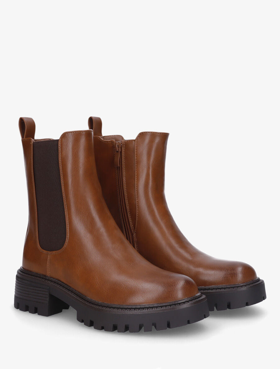 Bottines montantes élastiquées - Camel - 4