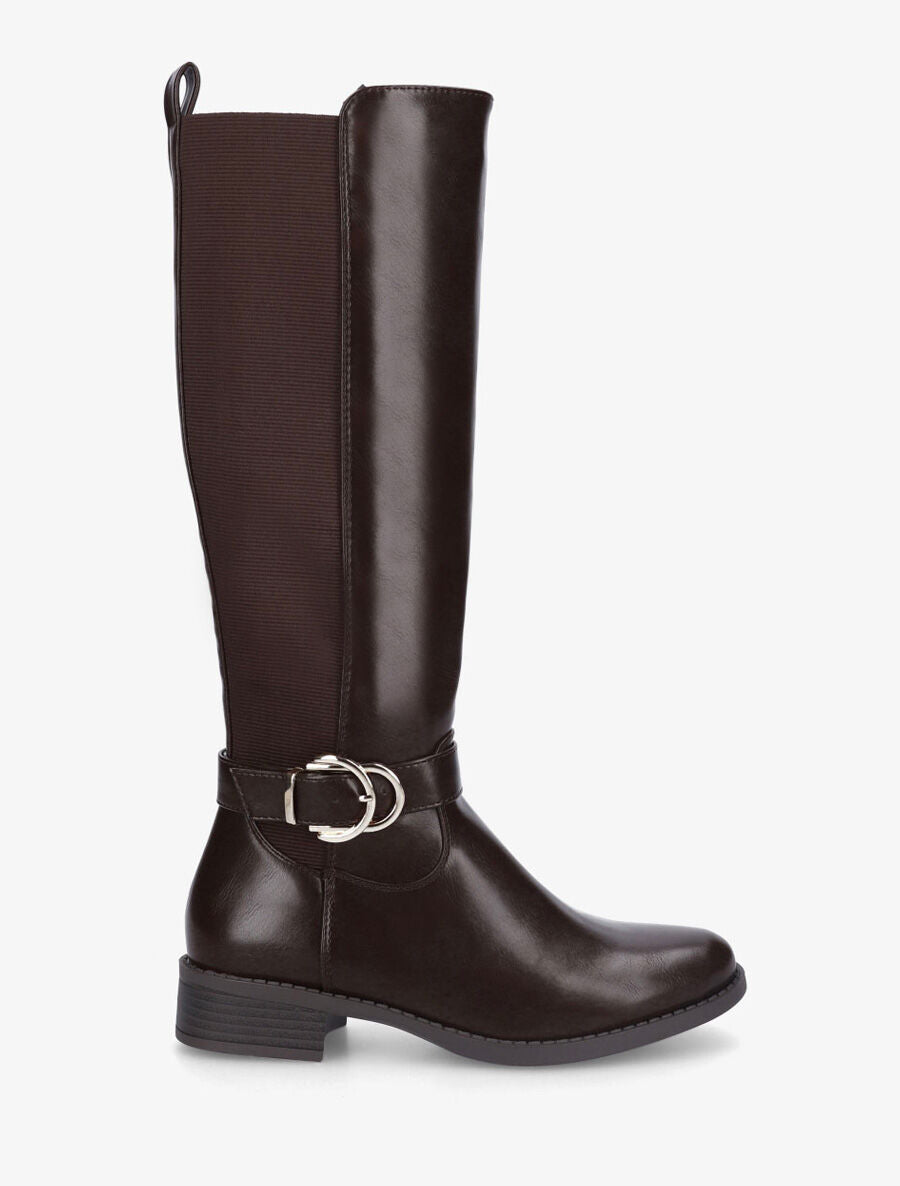 Bottes unies élastiquées et sanglées - Marron - 5