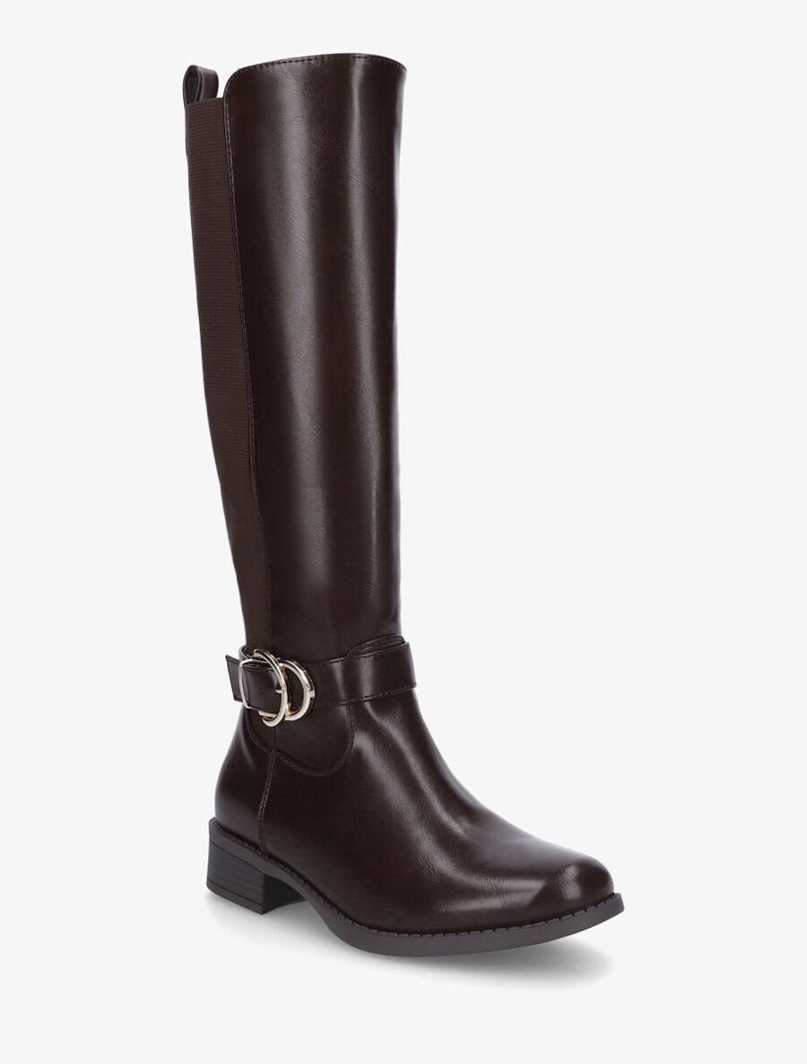 Bottes unies élastiquées et sanglées - Marron - 2