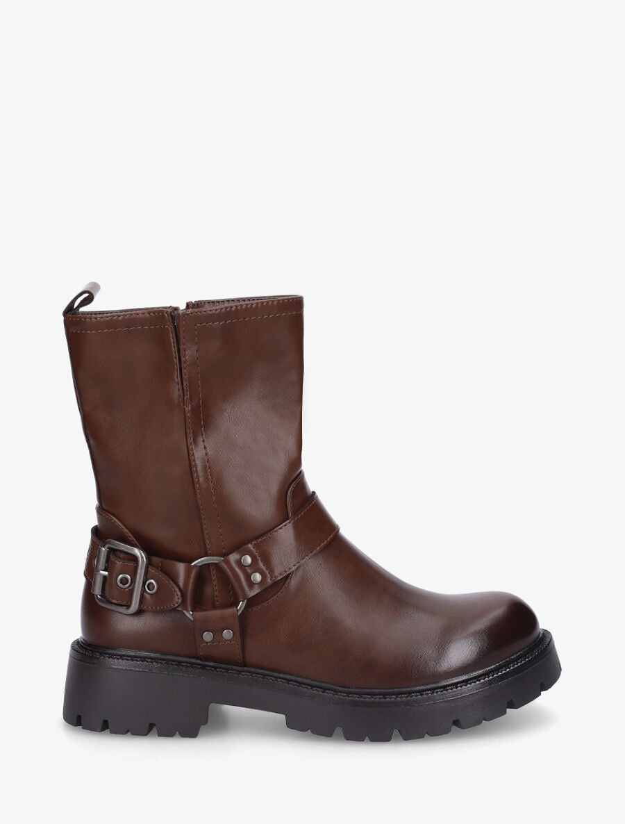 Bottines en simili à fente - Camel foncé - 5