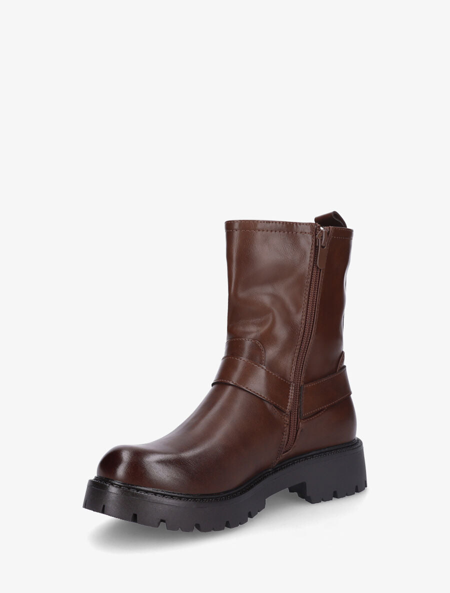 Bottines en simili à fente - Camel foncé - 3
