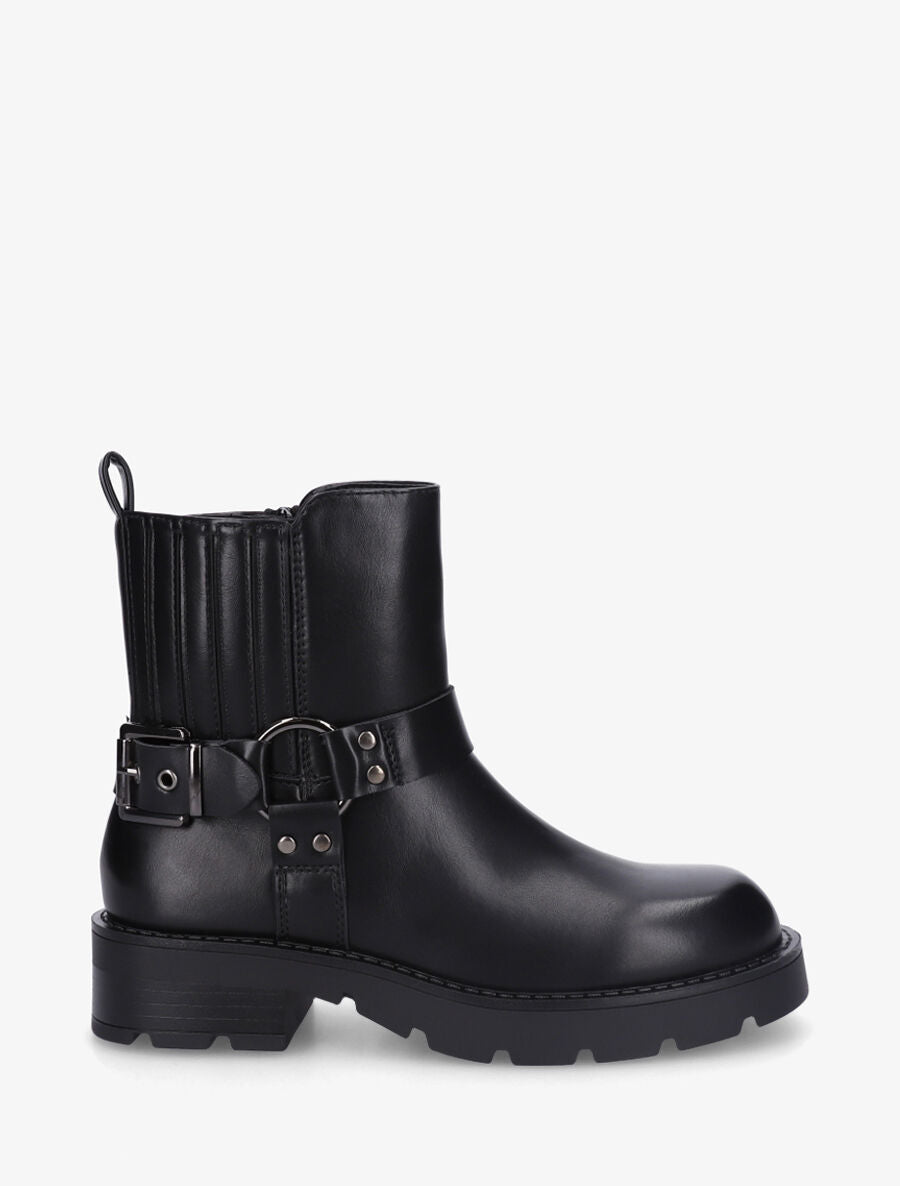 Bottines en simili à contrefort stylisé - Noir - 5