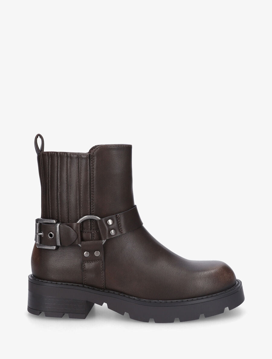 Bottines en simili à contrefort stylisé - Kaki foncé - 1