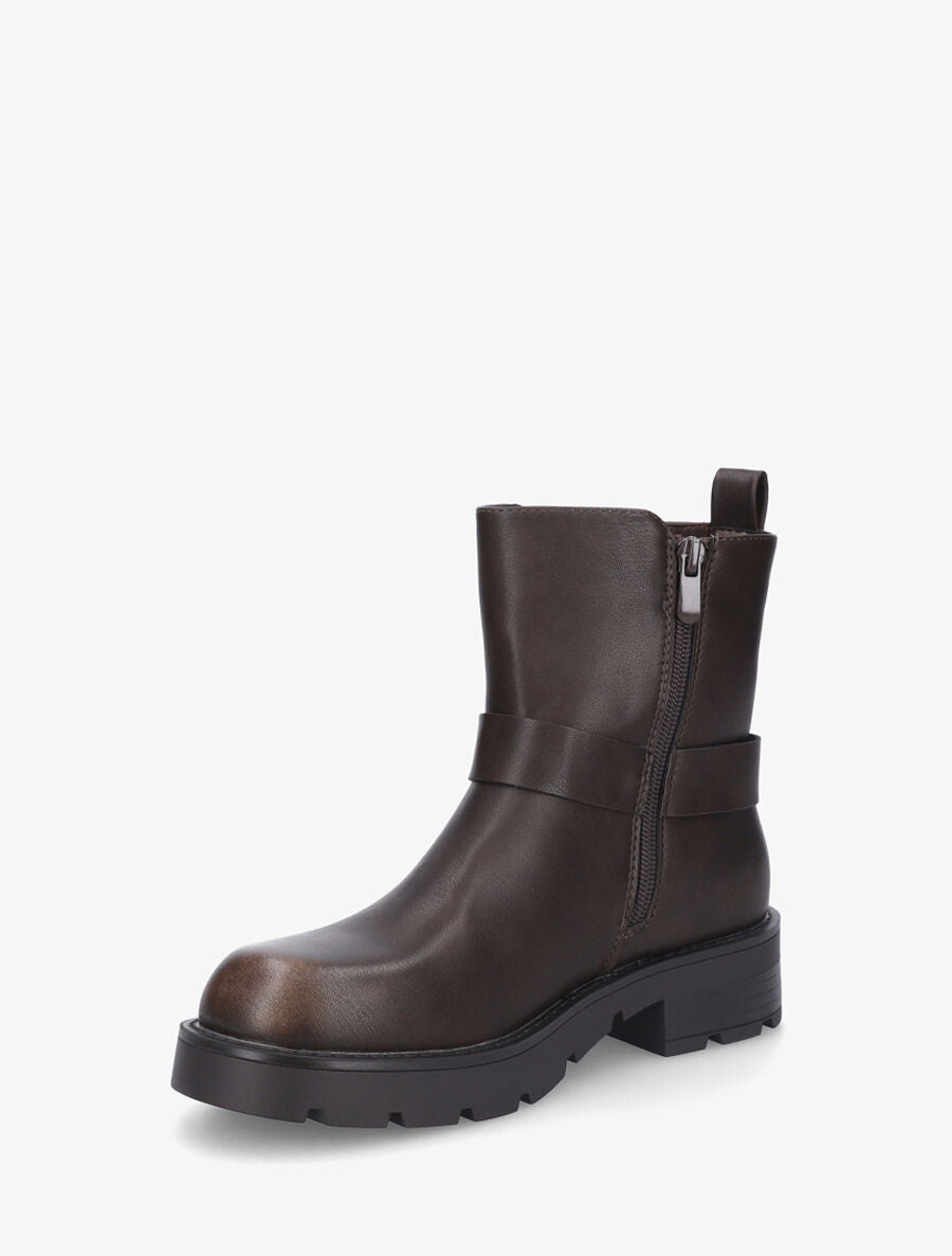 Bottines en simili à contrefort stylisé - Kaki foncé - 3