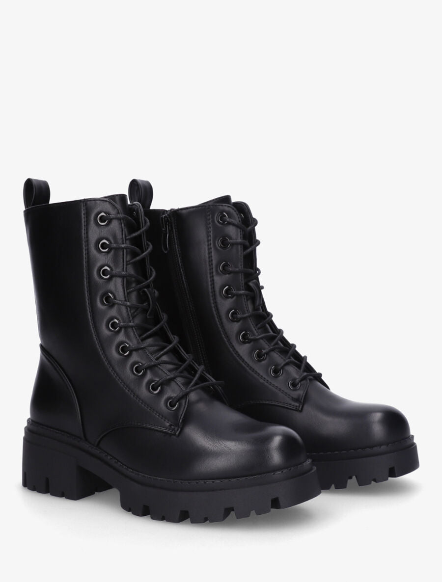 Bottines en simili style rangers - Noir - 4