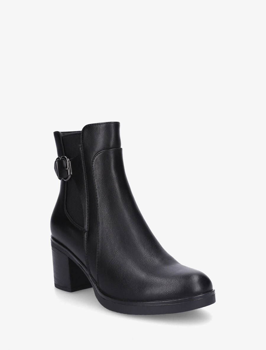Bottines en simili à talon et ceinturon - Noir - 2