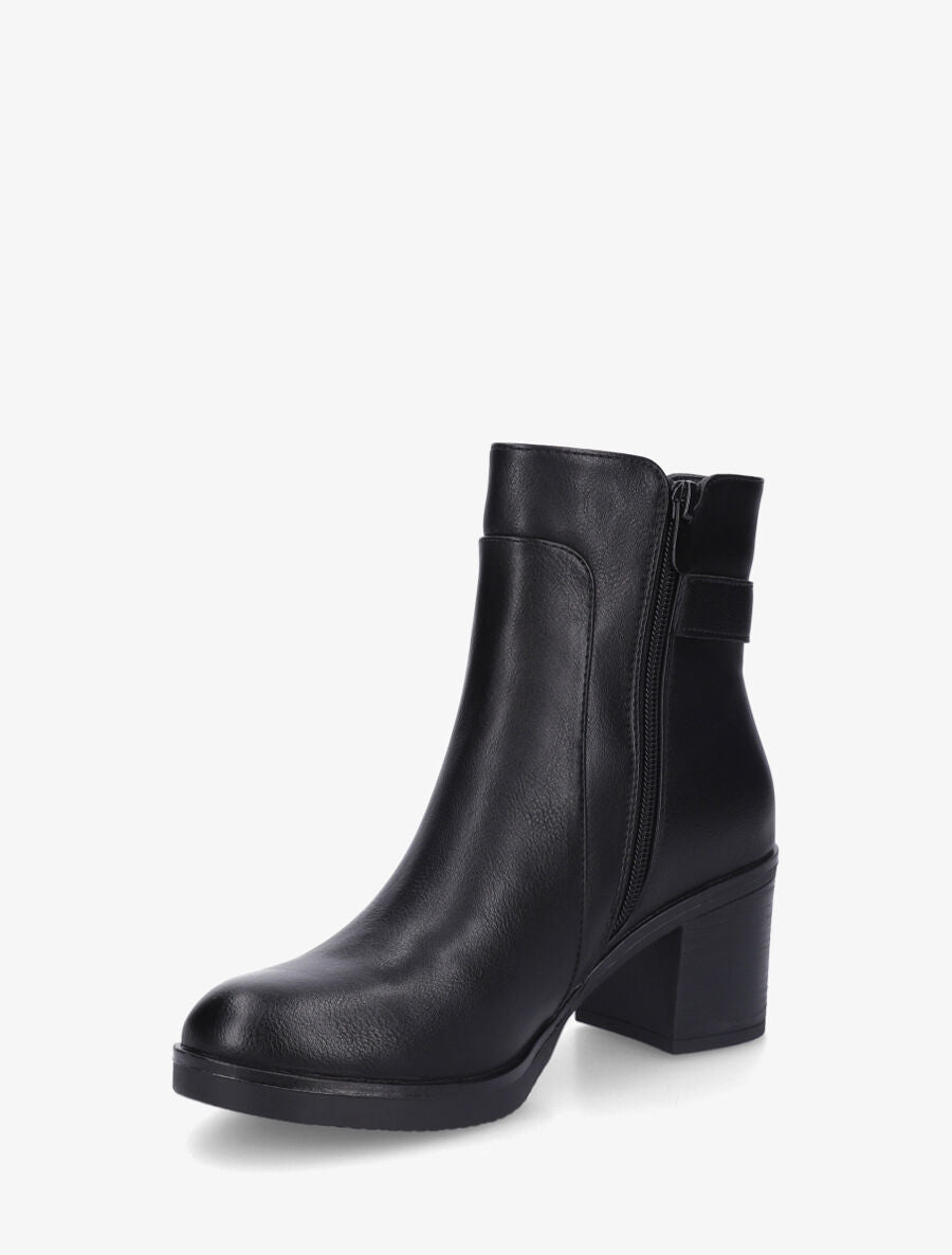 Bottines en simili à talon et ceinturon - Noir - 3