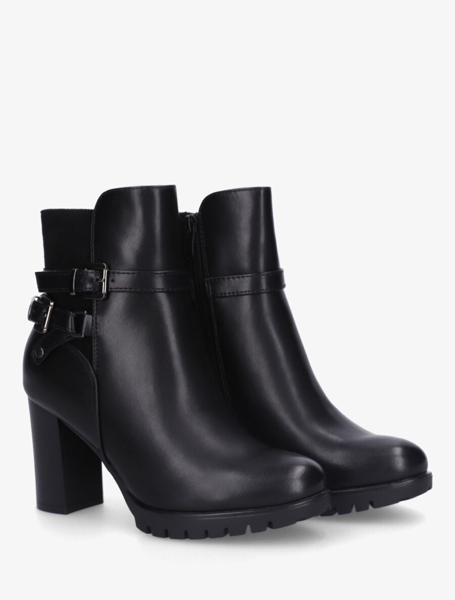 Bottines bimatière à talon haut - Noir - 4