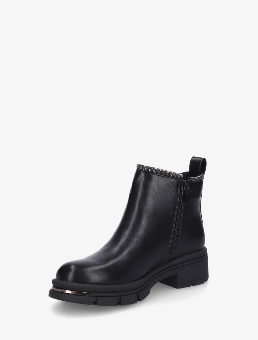 Bottines en simili à strass et bande élastiquée - Noir - 3