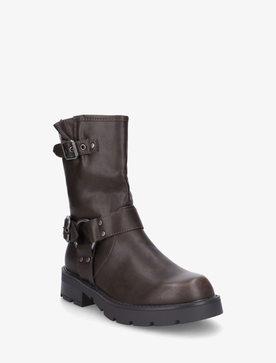 Bottines montantes en simili - Marron - 2