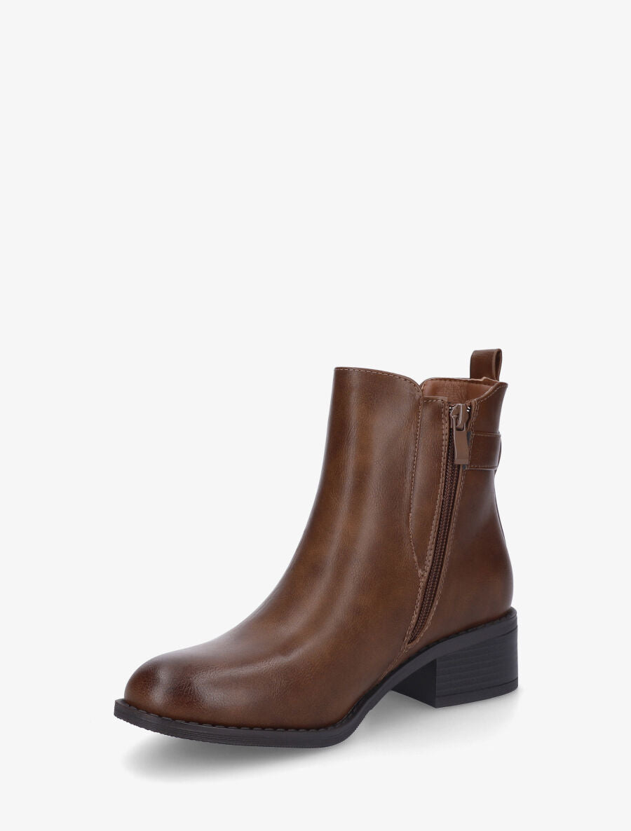 Bottines en simili style chelsea à boucle - Camel foncé - 3
