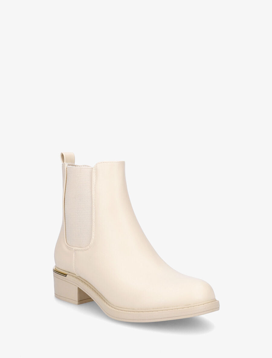 Bottines en simili style chelsea à détail métallique - Beige - 2