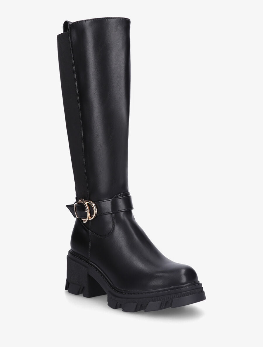 Bottes élastiquées à semelle et talon crantés - Noir - 2