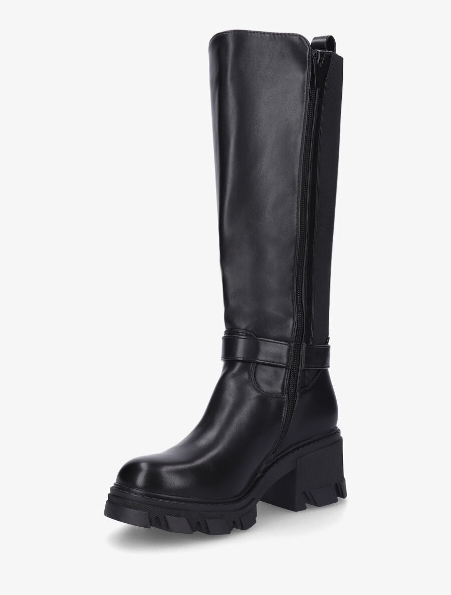 Bottes élastiquées à semelle et talon crantés - Noir - 3