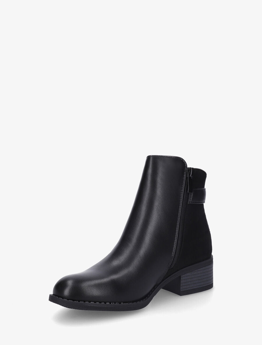 Bottines bimatière à boucle décorative - Noir - 3