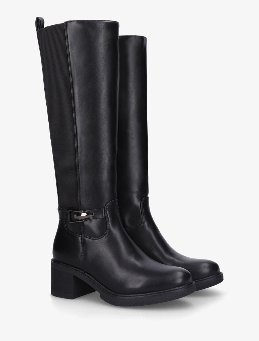 Bottes élastiquées à talon - Noir - 4
