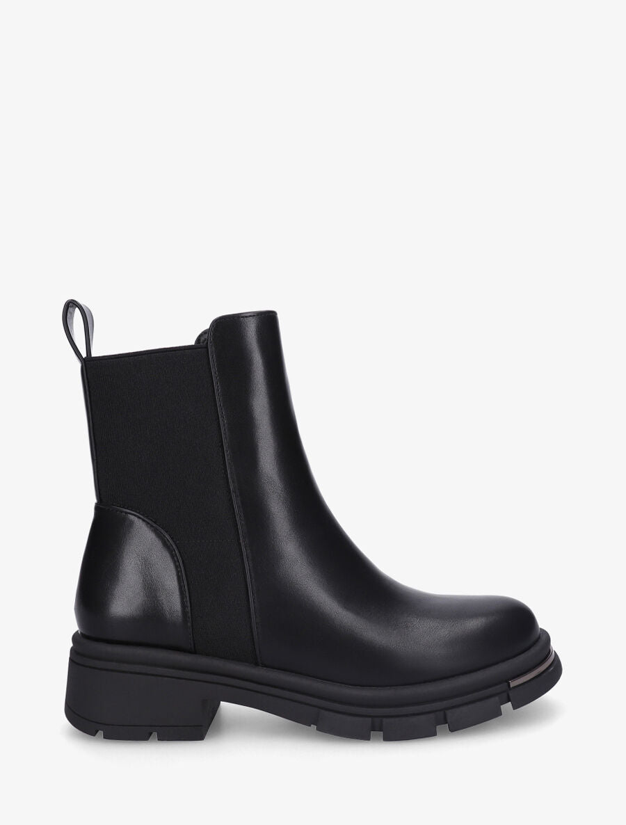 Bottines en simili à détail métallique - Noir - 1