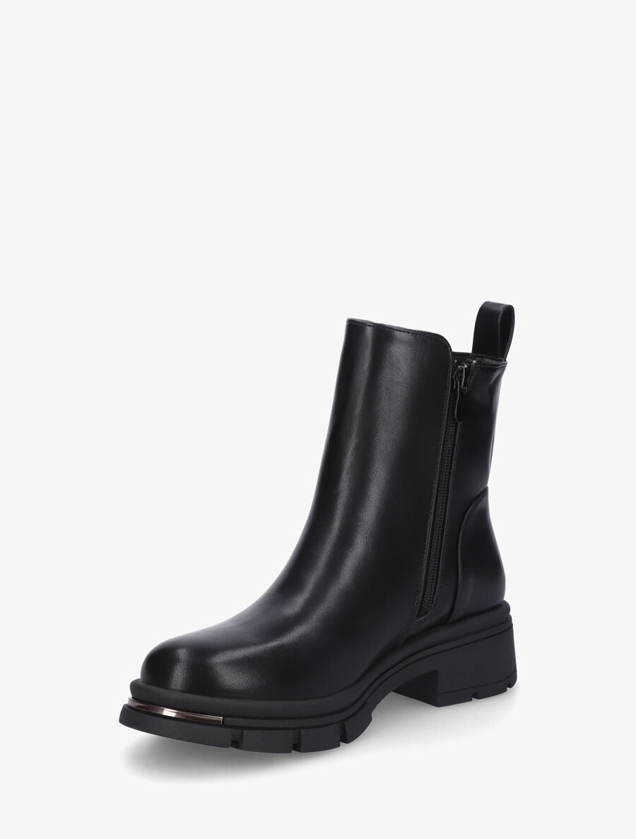 Bottines en simili à détail métallique - Noir - 3