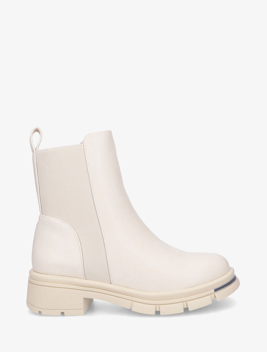 Bottines en simili à détail métallique - Beige - 1