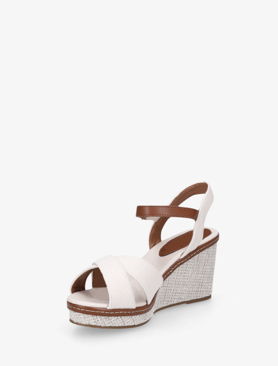 Sandales à brides croisées et semelle style osier - Blanc - 3