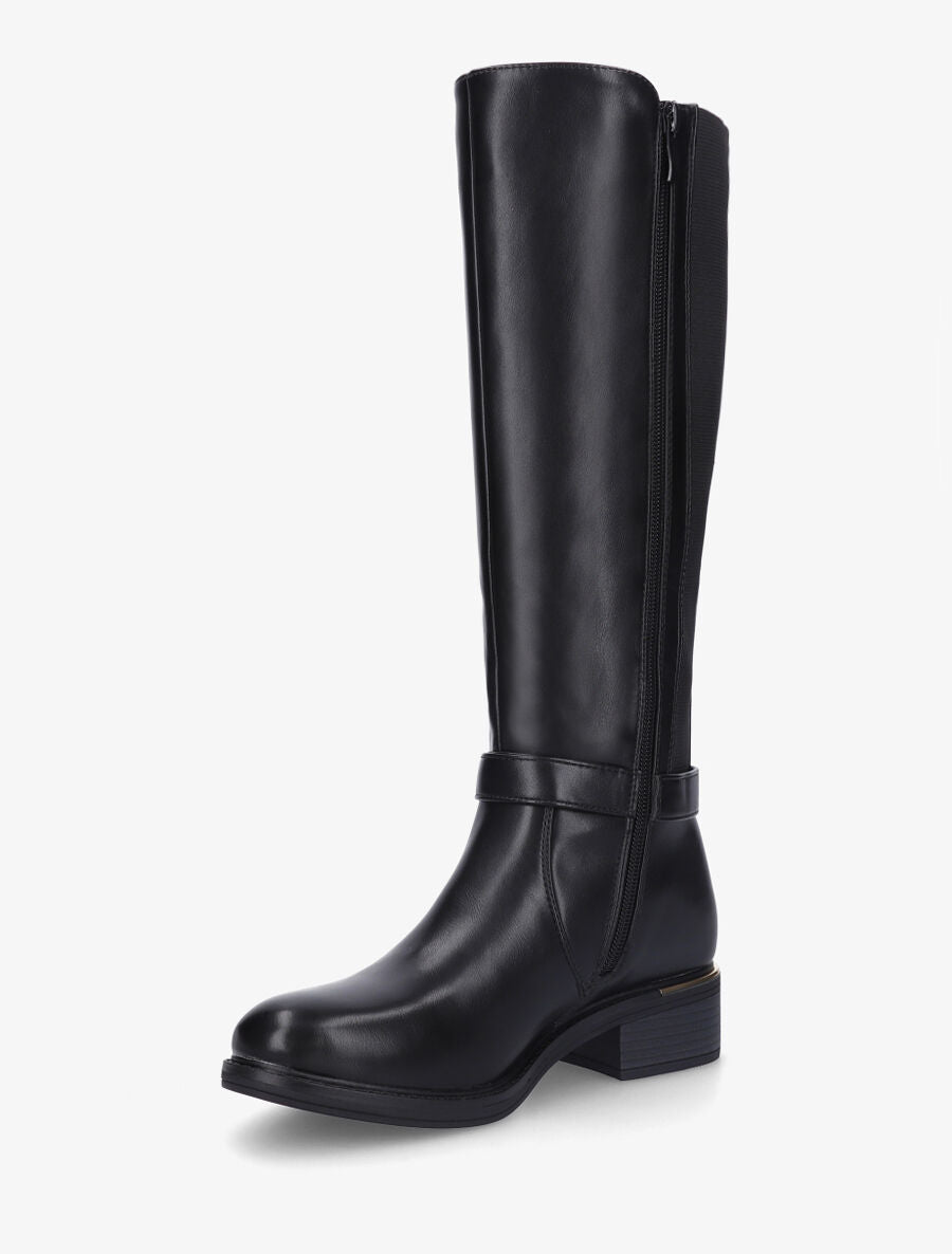 Bottes unies à empiècement métallique au talon - Noir - 3
