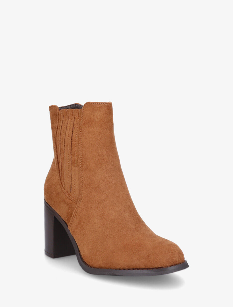 Bottines en suédine à talon haut - Camel - 2