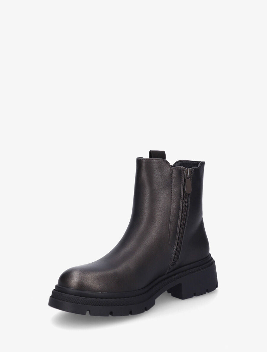 Bottines en simili à cheville élastiquée et sanglé - Anthracite - 3