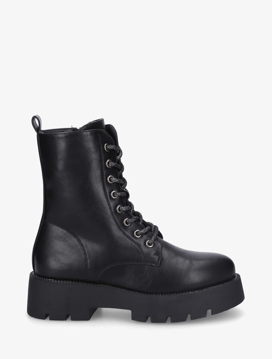Bottines montantes en simili - Noir - 1