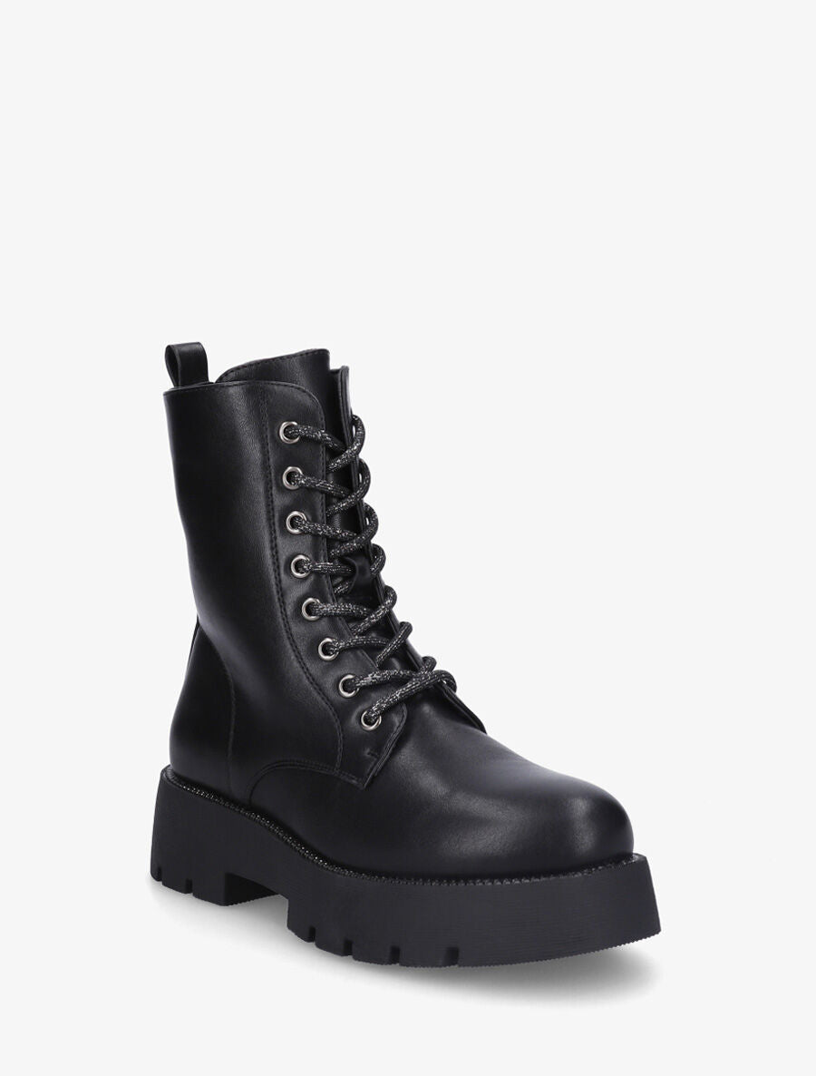 Bottines montantes en simili - Noir - 2