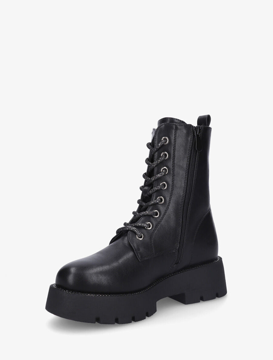 Bottines montantes en simili - Noir - 3