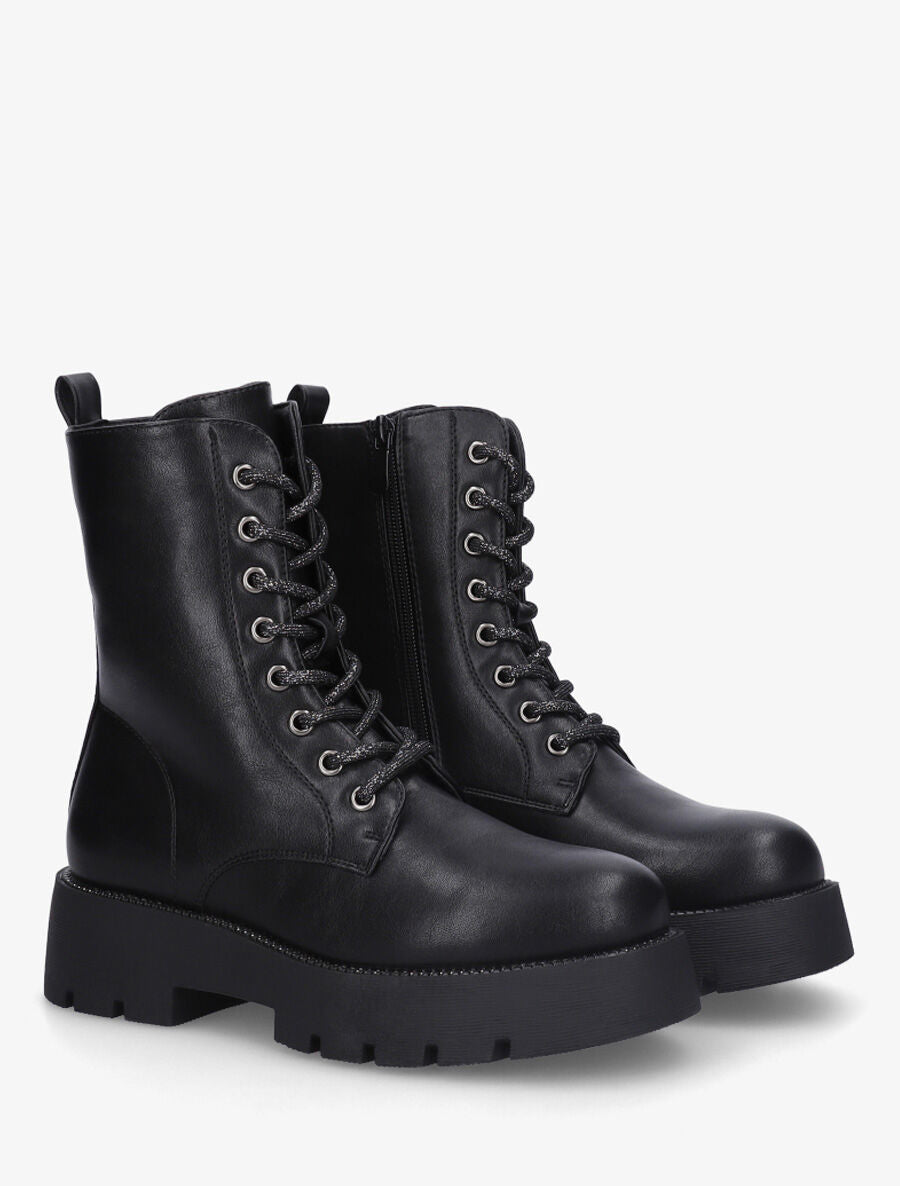 Bottines montantes en simili - Noir - 4