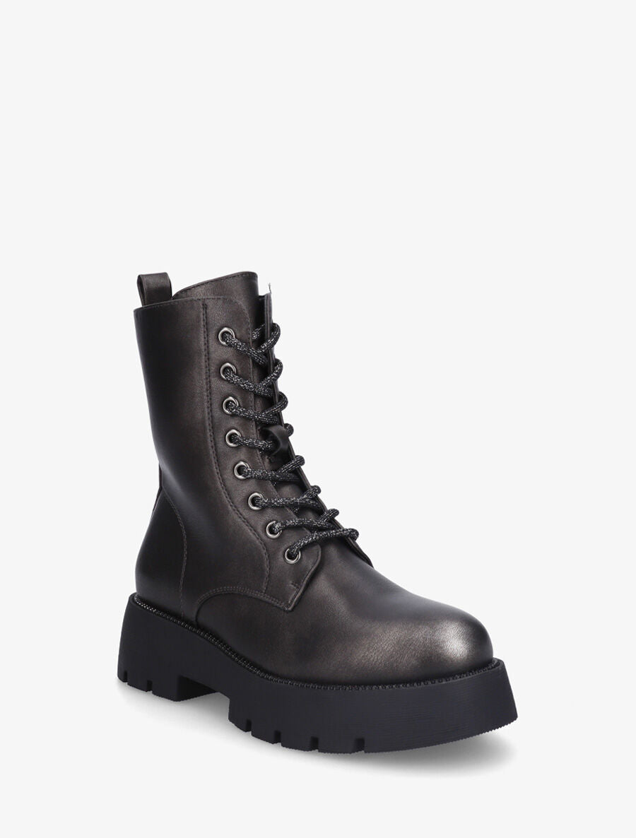 Bottines montantes en simili - Anthracite - 2